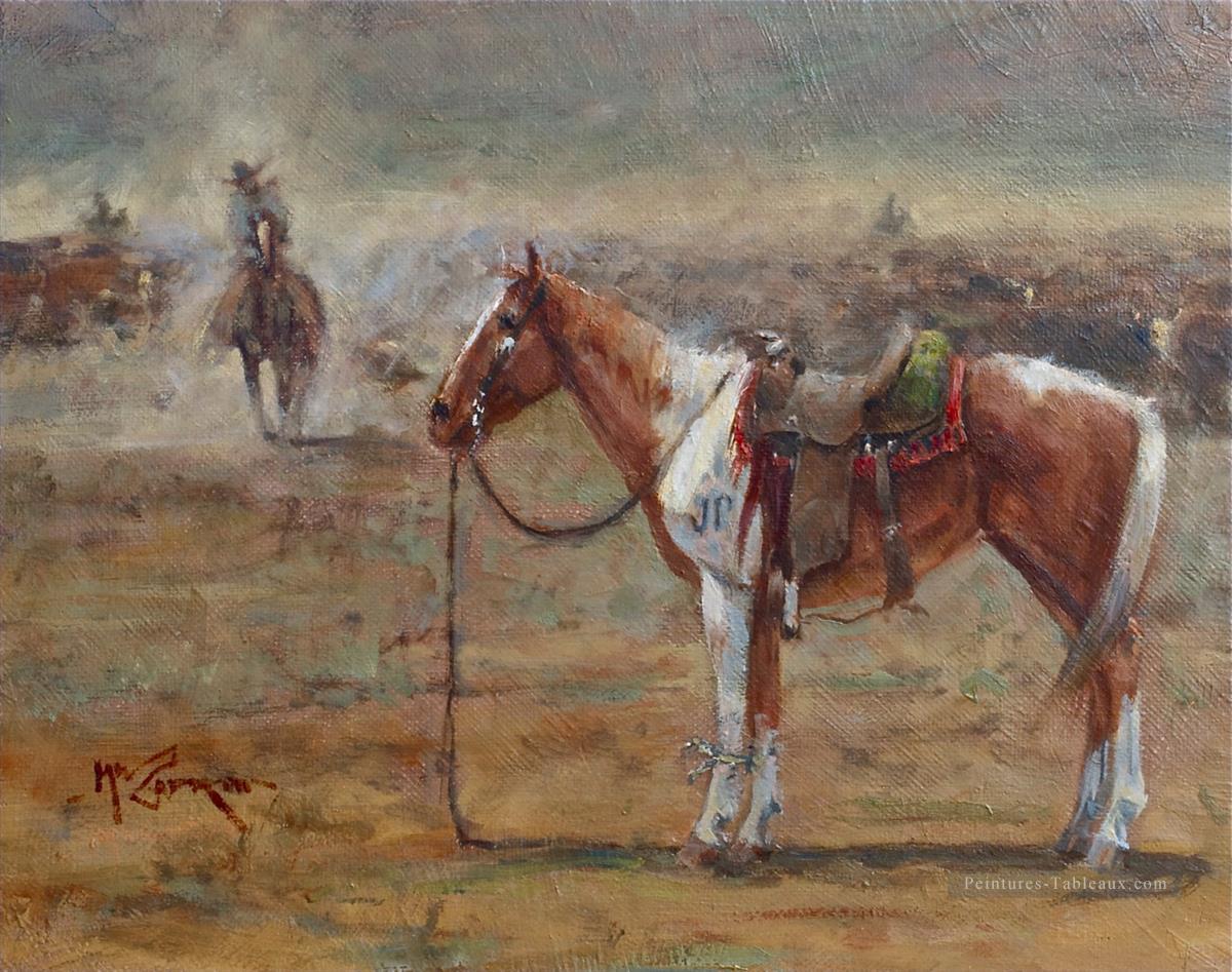 cow boy et cheval Cheif Peintures à l'huile